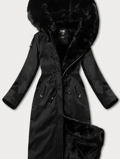 Černá teplá dámská zimní bunda v délce ke kolenům model 21248711 - Libland