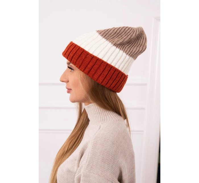 Fleecová čiapka Bojana K265 červená+ecru+beige Fleecová čiapka Bojana K265 červená+ecru+beige