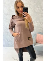 Mikina s dlhým chrbtom a kapucňou mocca Mikina s dlhým chrbtom a kapucňou mocca