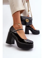 Półbuty Damskie Lakierowane Na Platformie I Słupku Big Star NN274004 Czarne Półbuty Damskie Lakierowane Na Platformie I Słupku Big Star NN274004 Czarne