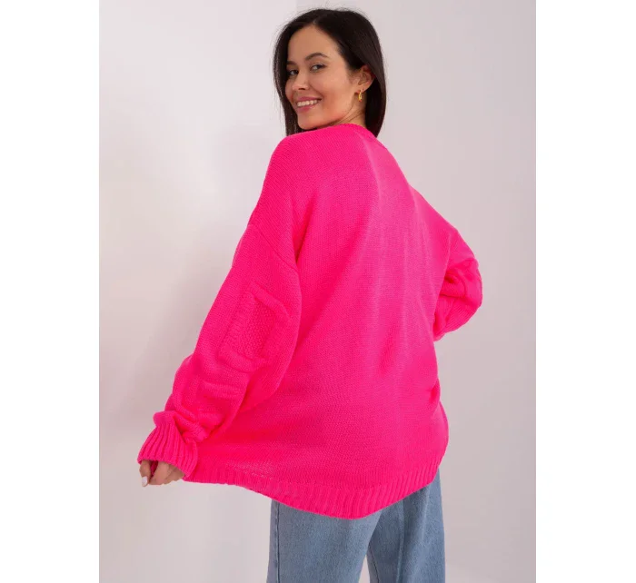 Sweter BA SW model 21055323 fluo różowy - FPrice Sweter BA SW model 21055323 fluo różowy - FPrice