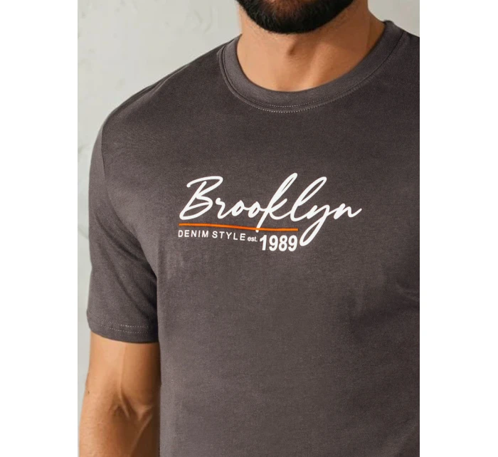 Pánské tmavě šedé tričko s potiskem Dstreet model 21973748 - FashionStreet