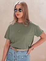 Dámske bavlnené základné tričko FLORTA tmavo zelené FashionStreet RY2556