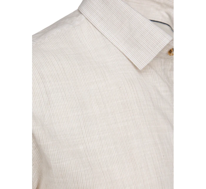 Pánská košile s jemným proužkem a dlouhým rukávem béžová Dstreet model 21989427 - FashionStreet