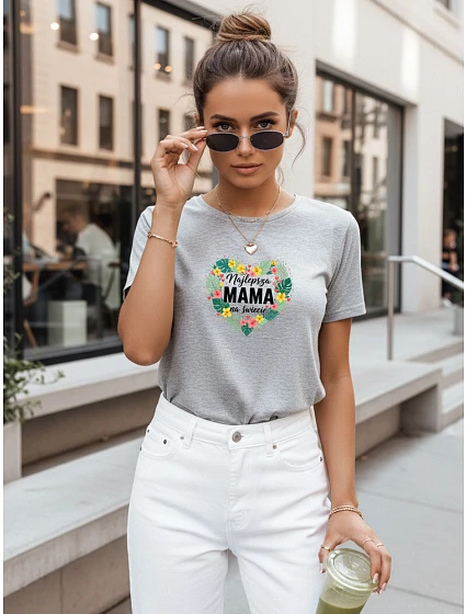 Dámske tričko s potlačou na Deň matiek svetlo sivé FashionStreet NX5029RY
