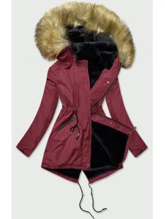 Dámska zimná bunda parka bordová (b2628)