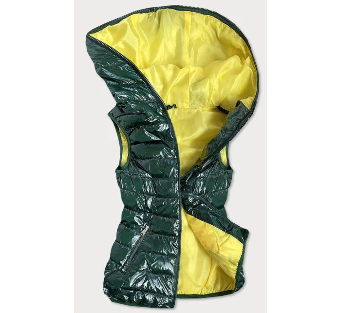 Zelená dámska vesta s kontrastnou podšívkou (B9549)