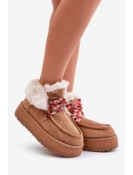 Nízké Dámské Sněhule Na Platformě S Kožíškem Camel model 21679266 - Boto