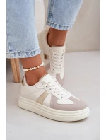 Eko Kožené Tenisky Dámské Na Platformě Béžové model 21688291 - Boto Eko Kožené Tenisky Dámské Na Platformě Béžové model 21688291 - Boto