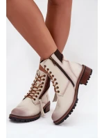 Botki Damskie Ocieplane Na Klocku Vinceza 58559 Beżowe