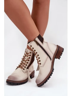 Dámské zimní kotníkové boty na klínu model 21712602 béžové - VINCEZA