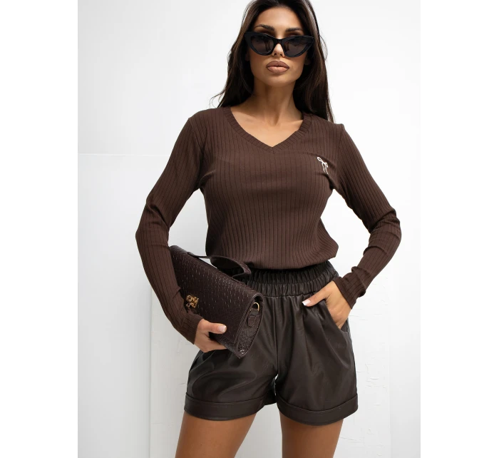 Bluzka RV BZ model 21777619 ciemny brązowy - FPrice Bluzka RV BZ model 21777619 ciemny brązowy - FPrice