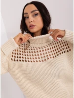 Sweter TO SW model 18959564 jasny beżowy - FPrice Sweter TO SW model 18959564 jasny beżowy - FPrice