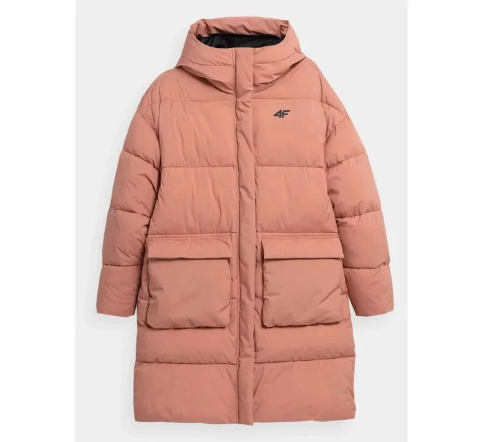 Dámsky kabát 4FAW23TDJAF236-64S Púdrovo ružová - 4F