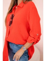 Dámska mušelínová košeľa 208 Červená - K-Fashion