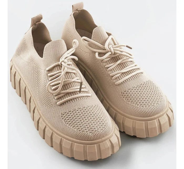 Béžové ažurové šněrovací boty model 17287307 Béžové ažurové šněrovací boty model 17287307