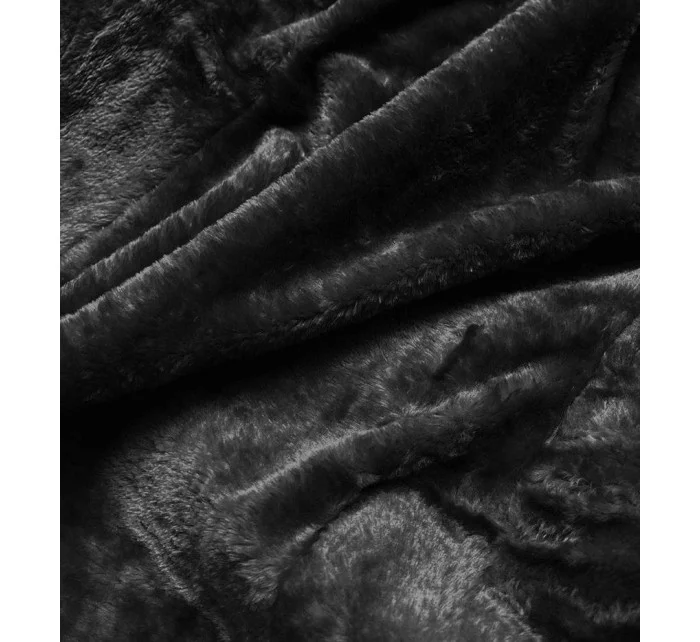 Čierna dámska zimná bunda s kapucňou (2M-21003)