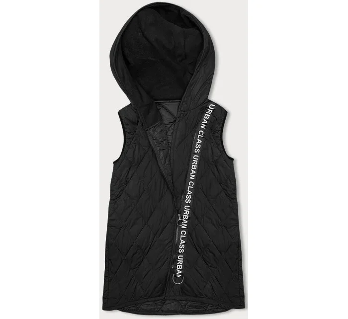 Černá dámská prošívaná vesta s ozdobnou páskou model 18973594 - J.STYLE Černá dámská prošívaná vesta s ozdobnou páskou model 18973594 - J.STYLE