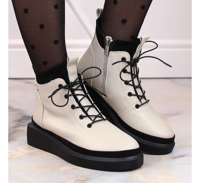 Filippo zateplené kožené topánky na platforme W PAW482 beige Filippo zateplené kožené topánky na platforme W PAW482 beige