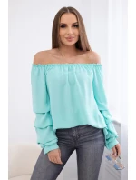 Španielska blúzka s ozdobnými rukávmi mätová Španielska blúzka s ozdobnými rukávmi mätová