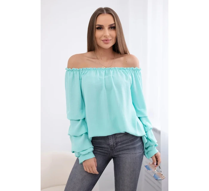 Španielska blúzka s ozdobnými rukávmi mätová Španielska blúzka s ozdobnými rukávmi mätová