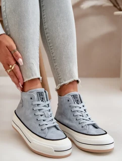 Zateplené dámske tenisky na platforme z ekokože Big Star Blue