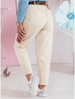 Dámské volnočasové kalhoty s páskem světle žluté Dstreet model 21985714 - FashionStreet