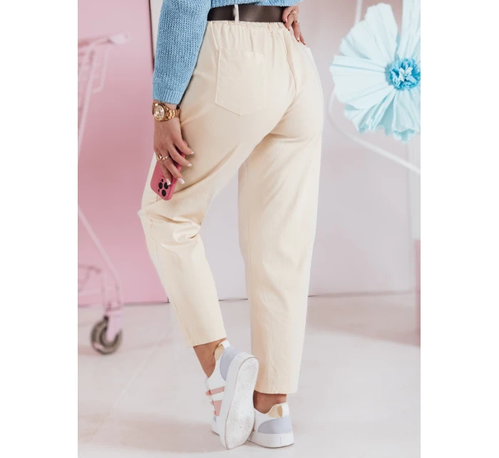 Dámské volnočasové kalhoty s páskem světle žluté Dstreet model 21985714 - FashionStreet