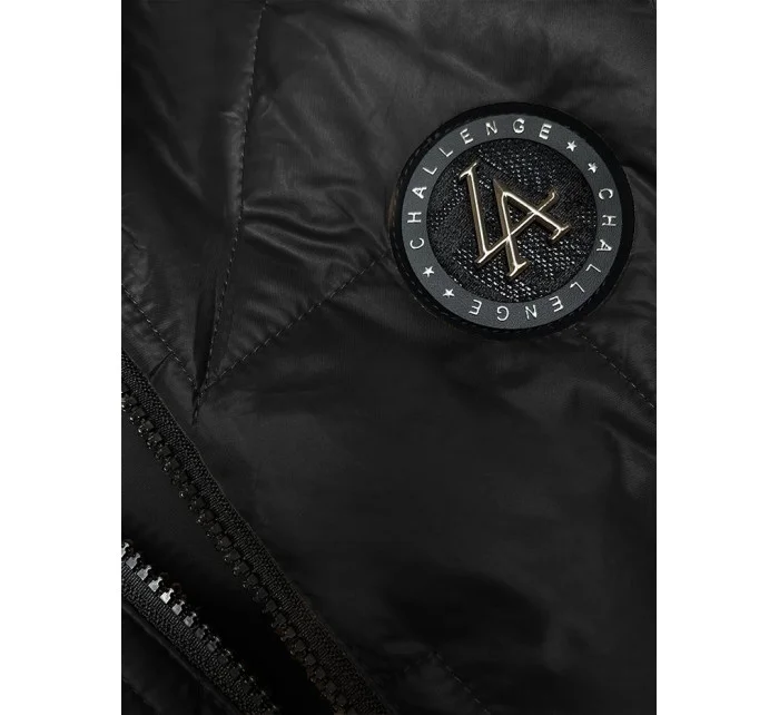 Čierna prešívaná dámska vesta s asymetrickou spodnou časťou S'West (B8237-1)