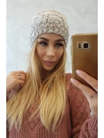 Fleecová čiapka Dolores K303 hnedá+svetlo béžová+tmavo béžová