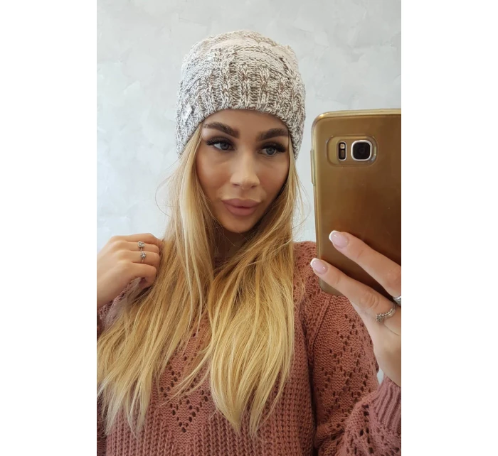 Fleecová čiapka Dolores K303 hnedá+svetlo béžová+tmavo béžová