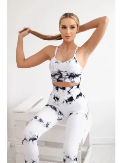 Fitness set top + legíny push up biely