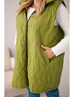 Dámska prešívaná vesta s kapucňou Plus Size Olive