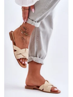 Damskie Materiałowe Klapki Beżowe Aversa