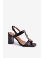 Dámské sandály na podpatku s ozdobným páskem černé model 21687251 - Boto Dámské sandály na podpatku s ozdobným páskem černé model 21687251 - Boto