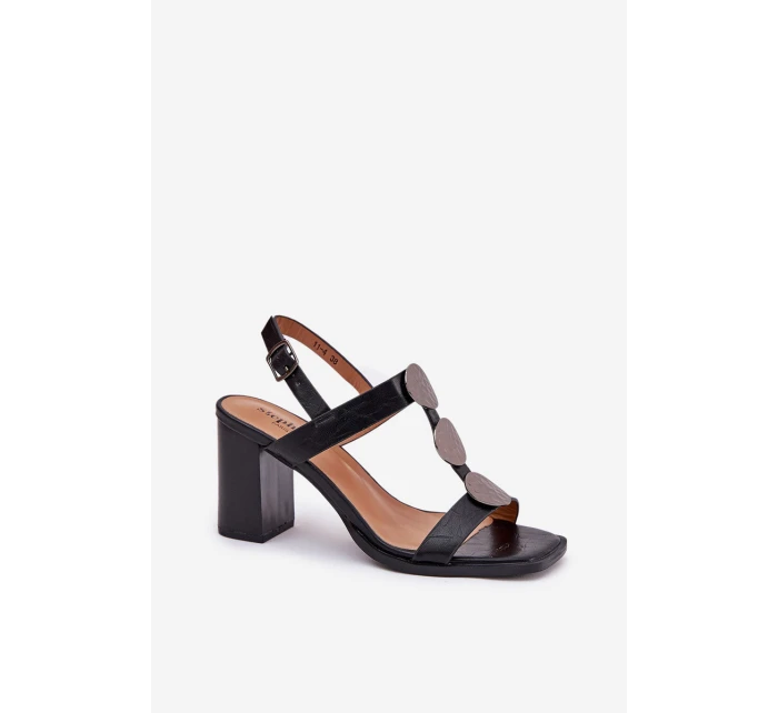 Dámské sandály na podpatku s ozdobným páskem černé model 21687251 - Boto Dámské sandály na podpatku s ozdobným páskem černé model 21687251 - Boto