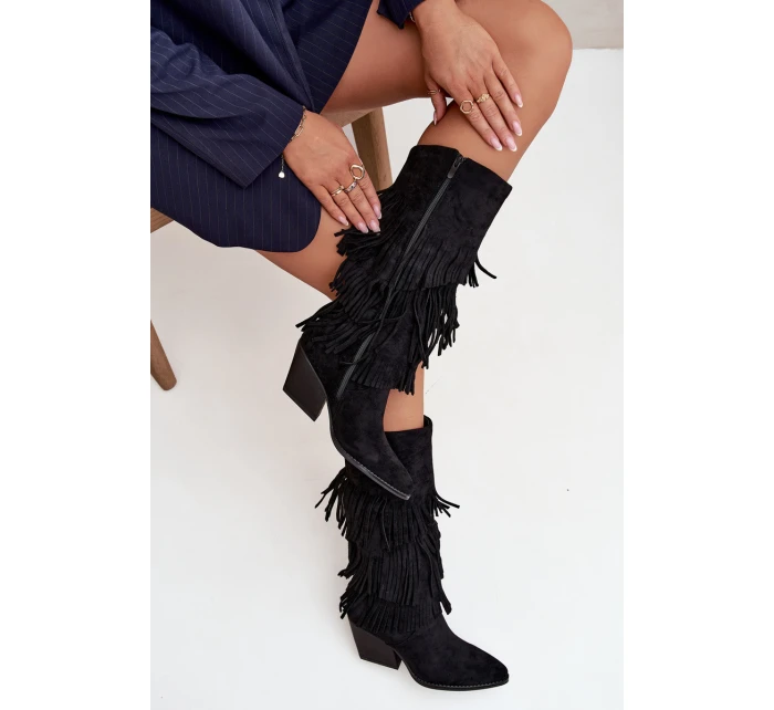 Kůže Boty Kovbojky Dámské S Černé model 21710933 - Boto