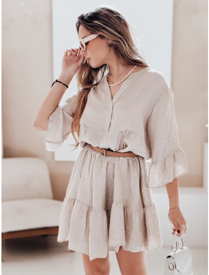 letní mušelínové šaty světle béžové Dstreet model 21989661 - FashionStreet