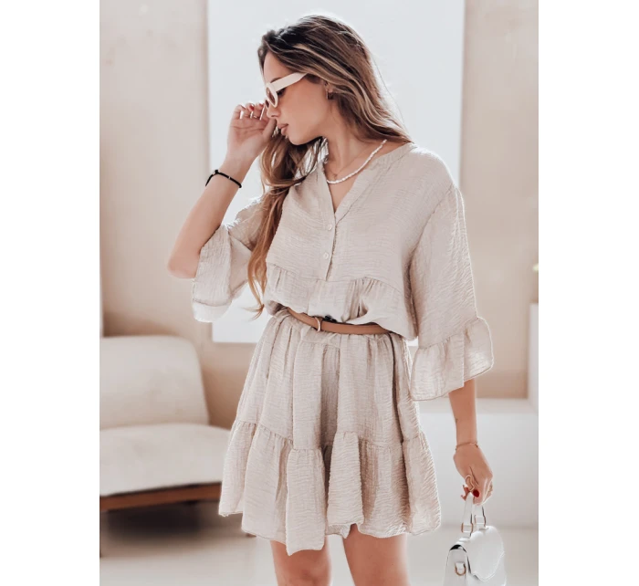 letní mušelínové šaty světle béžové Dstreet model 21989661 - FashionStreet