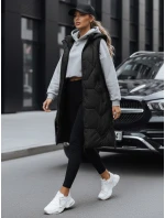 Dámska dlhá prešívaná vesta čierna FashionStreet TY5269