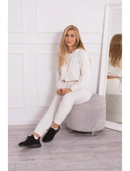 Velurová souprava s kapucí ecru Velurová souprava s kapucí ecru