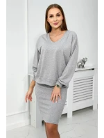 Blúzka + pruhované šaty šedej Blúzka + pruhované šaty šedej