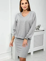 Blúzka + pruhované šaty šedej