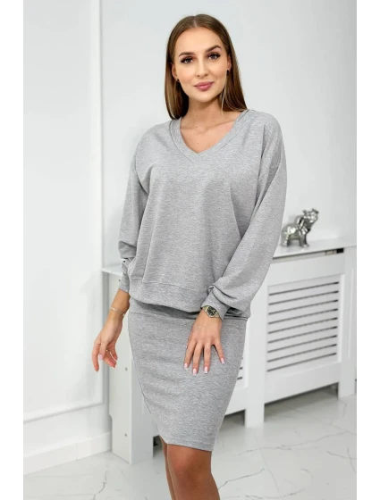 Blúzka + pruhované šaty šedej Blúzka + pruhované šaty šedej