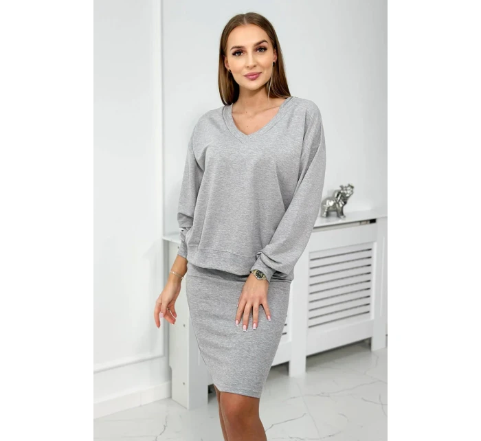 Blúzka + pruhované šaty šedej Blúzka + pruhované šaty šedej