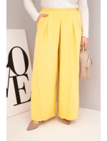 Dámske Plus veľkosť bavlnené nohavice so širokým strihom a voľným strihom žltá Dámske Plus veľkosť bavlnené nohavice so širokým strihom a voľným strihom žltá