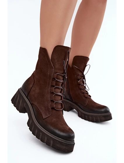 Dámské kožené workery model 22404453 hnědé - Zazoo Dámské kožené workery model 22404453 hnědé - Zazoo