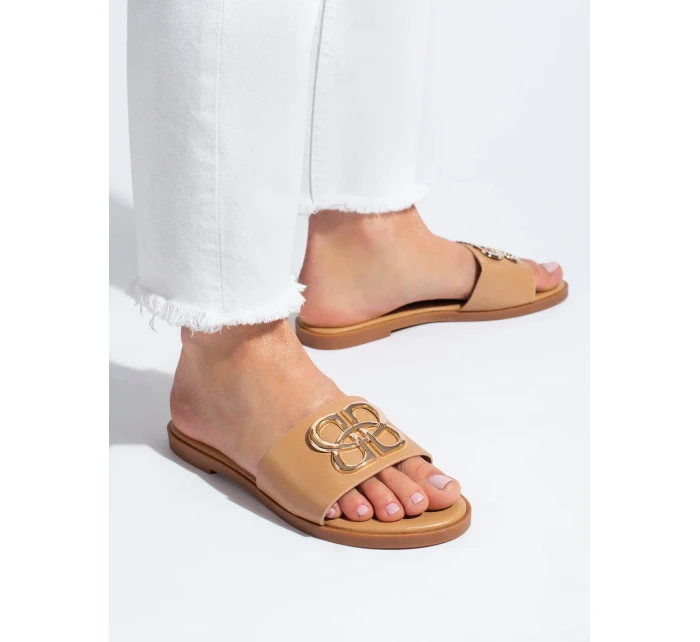 Originálne hnedé dámske nazouváky bez podpätku