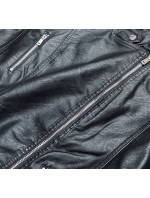 Čierna bunda ramoneska so stojačikom (B0117)