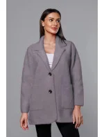 Krátký šedý vlněný přehoz přes oblečení typu alpaka model 18059145 - MADE IN ITALY